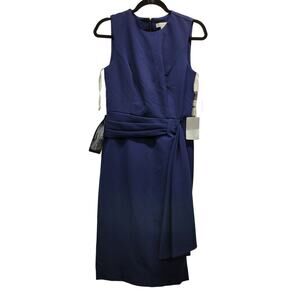 Kay Unger Raven Stretch Crepe Midi-Dress Size 4 New